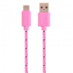 Nylonový odolný kabel USB-C růžový 1m