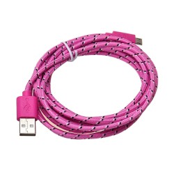 Nylonový odolný kabel Micro USB růžový 1m