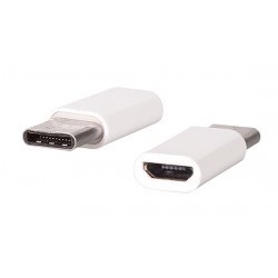Redukce pro nabíjení a datový přenos z microUSB na USB-C bílá