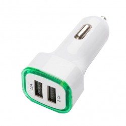 USB duální auto nabíječka zelená